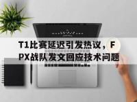星空体育APP-T1比赛延迟引发热议，FPX战队发文回应技术问题